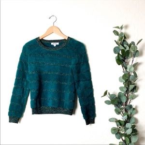 BB Dakota Pullover Green Black Sparkle Size Small